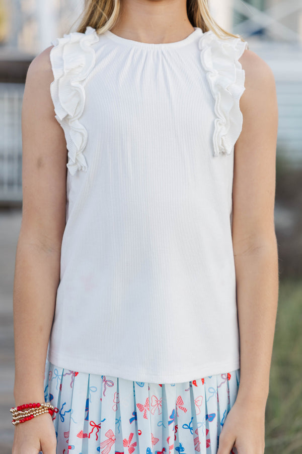 Girls: The Frill Seeker White Ruffle Sleeve Blouse