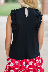 Girls: The Frill Seeker Black Ruffle Sleeve Blouse
