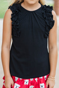Girls: The Frill Seeker Black Ruffle Sleeve Blouse