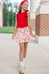 Girls: The Frill Seeker Red Ruffle Sleeve Blouse
