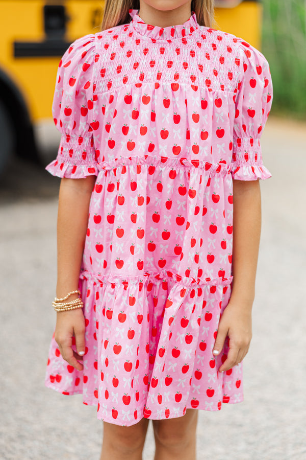 Girls: All About It Pink Bows & Apples Babydoll Dress