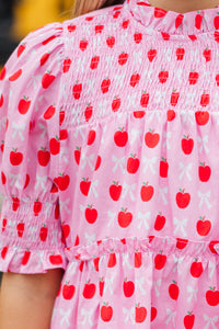 Girls: All About It Pink Bows & Apples Babydoll Dress