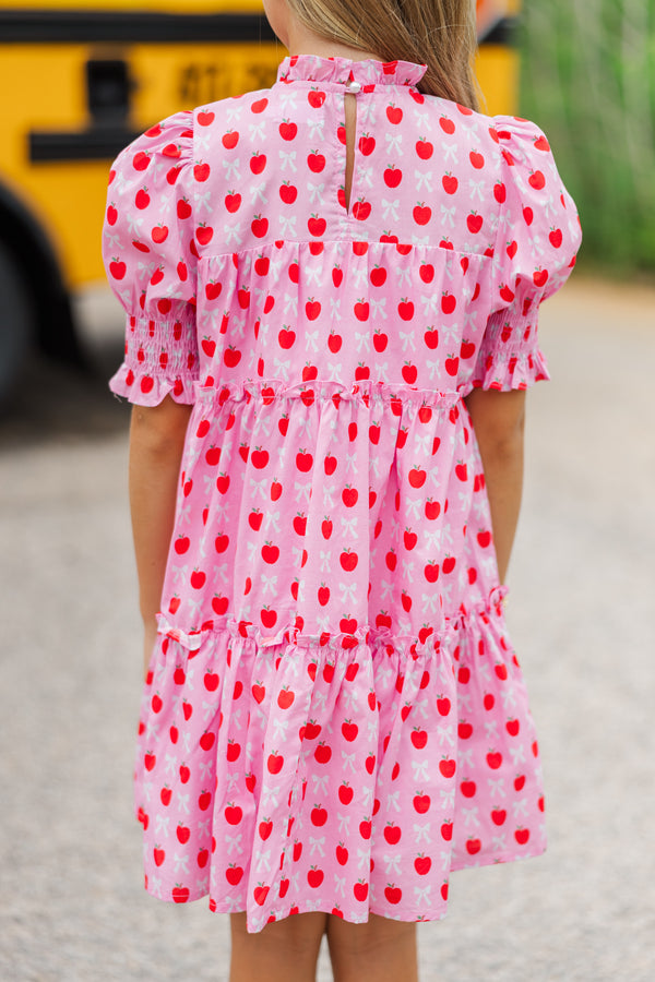 Girls: All About It Pink Bows & Apples Babydoll Dress