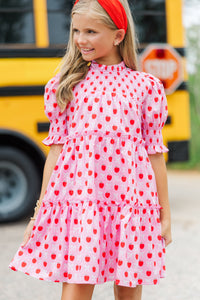 Girls: All About It Pink Bows & Apples Babydoll Dress