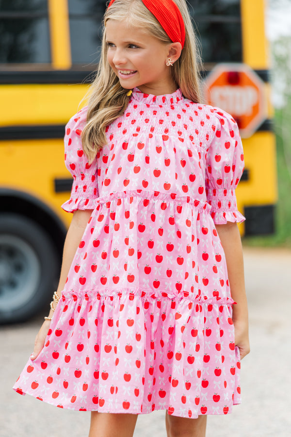 Girls: All About It Pink Bows & Apples Babydoll Dress