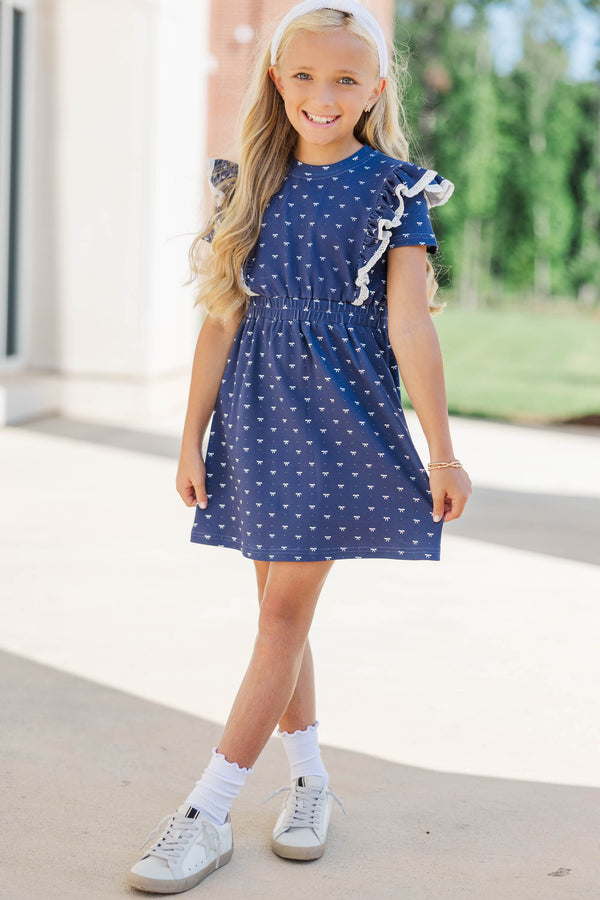Girls: The Maisie Navy Blue Sweatshirt Dress