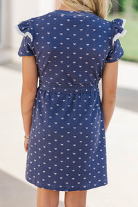 Girls: The Maisie Navy Blue Sweatshirt Dress