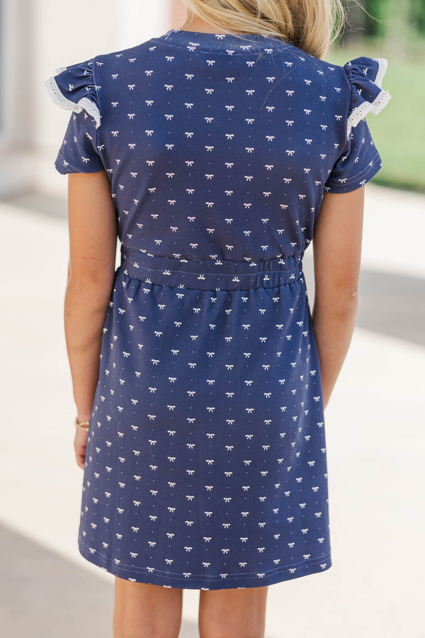 Girls: The Maisie Navy Blue Sweatshirt Dress