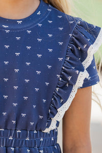 Girls: The Maisie Navy Blue Sweatshirt Dress