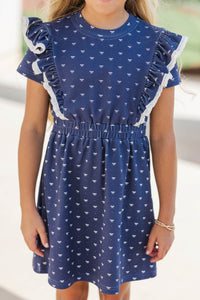 Girls: The Maisie Navy Blue Sweatshirt Dress