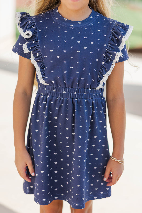 Girls: The Maisie Navy Blue Sweatshirt Dress