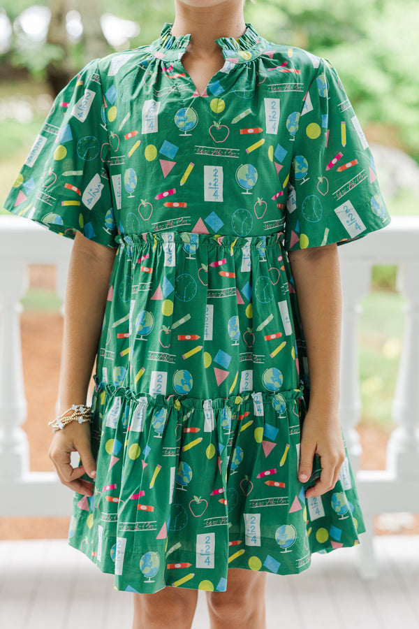 Girls: The Stephanie Green Toile Babydoll Dress