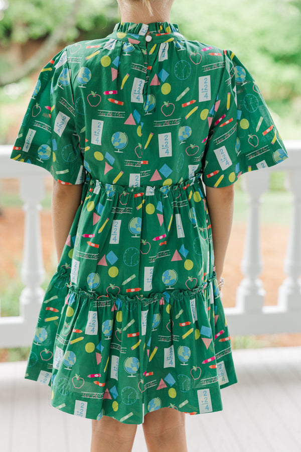 Girls: The Stephanie Green Toile Babydoll Dress