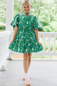 Girls: The Stephanie Green Toile Babydoll Dress