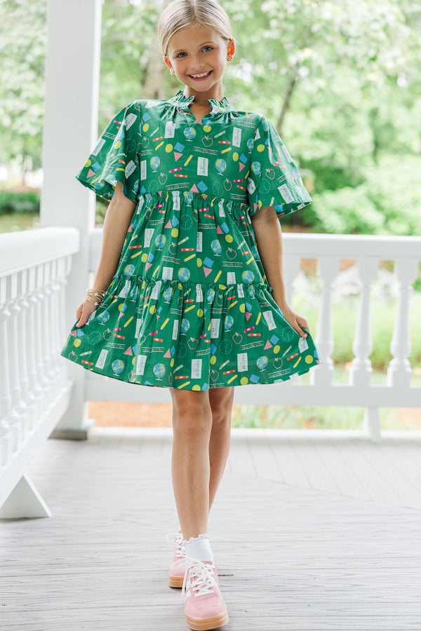 Girls: The Stephanie Green Toile Babydoll Dress
