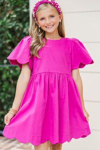 Girls: Time Goes By Fuchsia Scalloped Dress