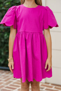 Girls: Time Goes By Fuchsia Scalloped Dress