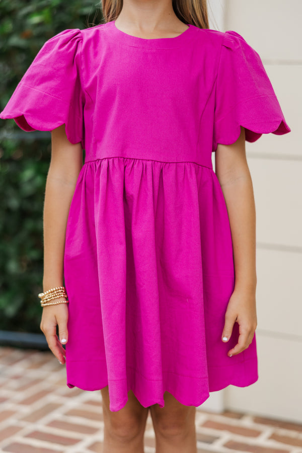 Girls: Time Goes By Fuchsia Scalloped Dress