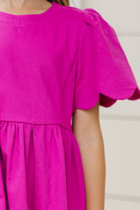 Girls: Time Goes By Fuchsia Scalloped Dress
