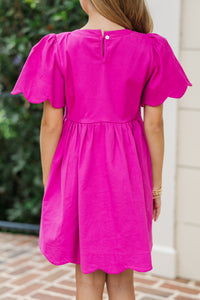 Girls: Time Goes By Fuchsia Scalloped Dress