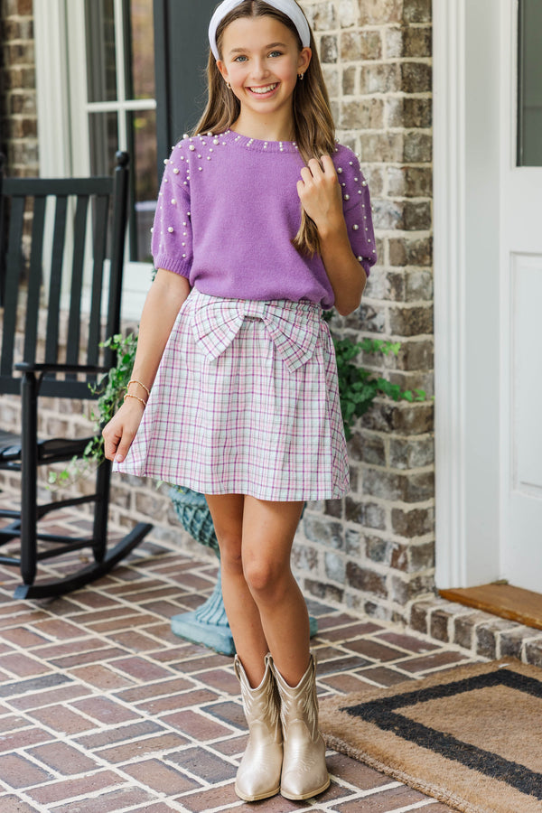 Girls: The Kate Mint Plaid Skort