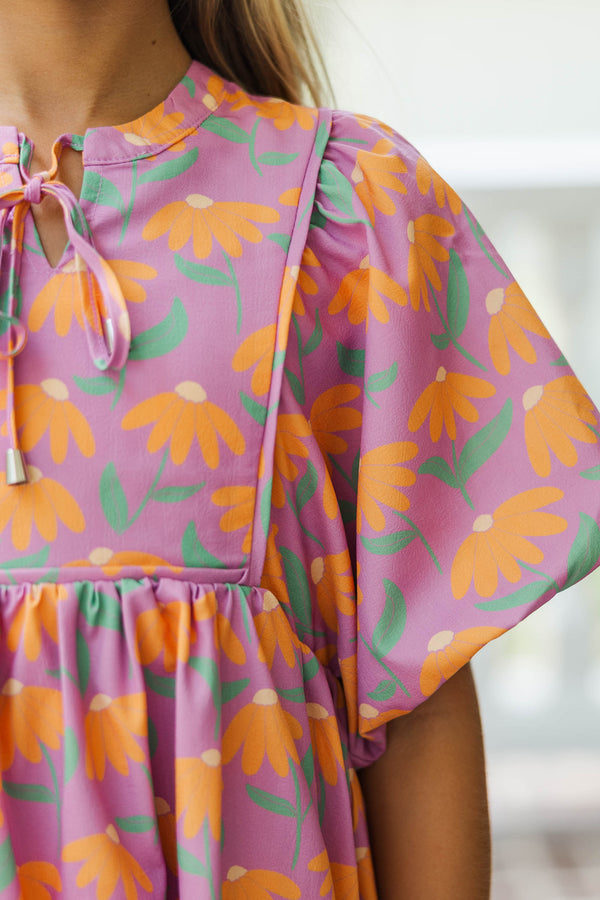 Girls: Believe In Magic Purple Floral Dress