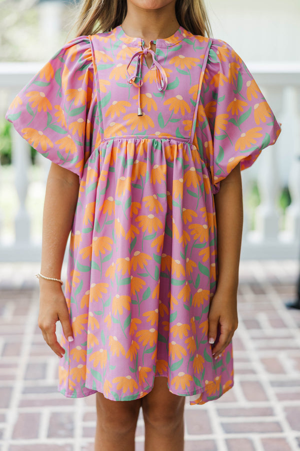 Girls: Believe In Magic Purple Floral Dress