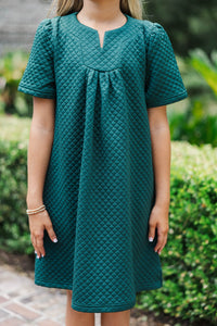 Girls: Nice To See You Emerald Green Textured Dress