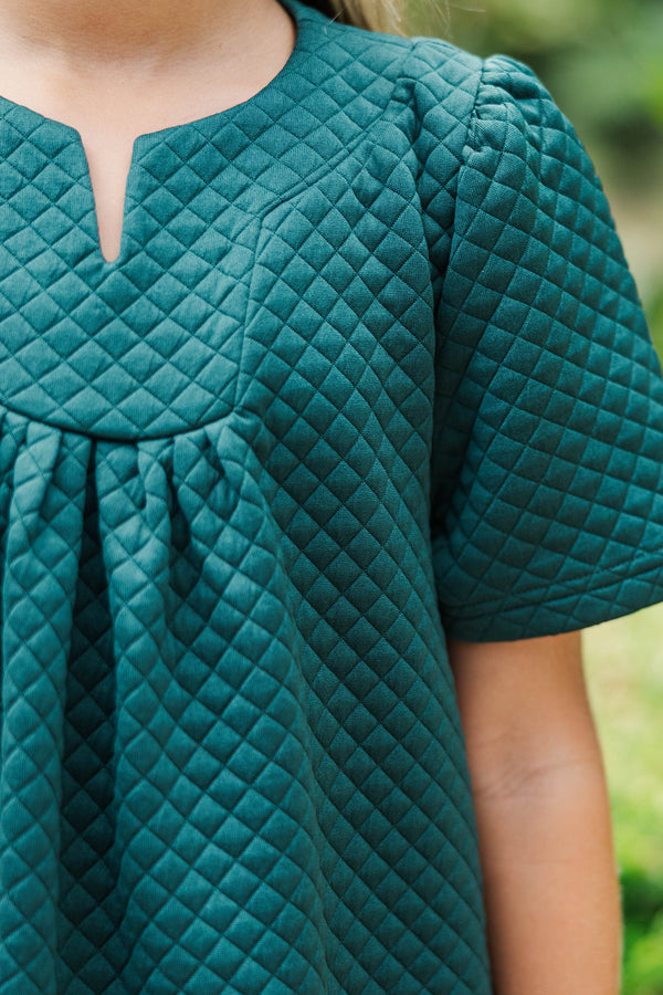 Girls: Nice To See You Emerald Green Textured Dress