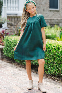 Girls: Nice To See You Emerald Green Textured Dress