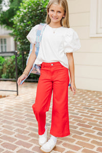 Girls: Give It Your All Red Wide Leg Denim