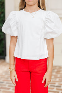 Girls: The Charlie White Puff Sleeve Blouse