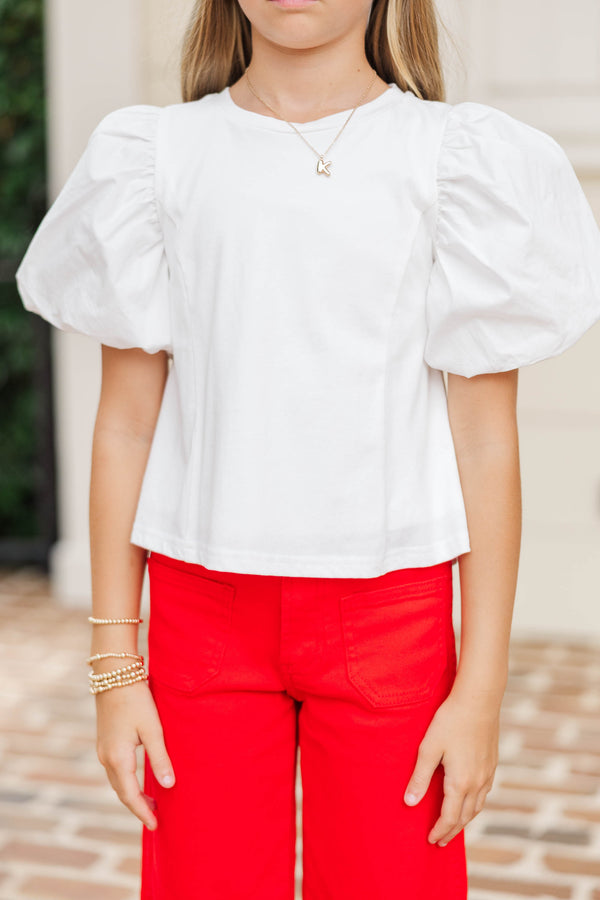 Girls: The Charlie White Puff Sleeve Blouse