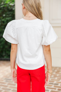 Girls: The Charlie White Puff Sleeve Blouse