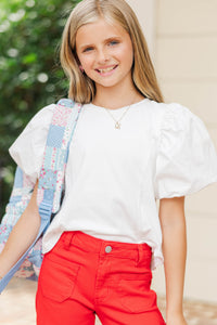 Girls: The Charlie White Puff Sleeve Blouse