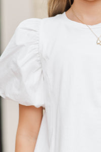 Girls: The Charlie White Puff Sleeve Blouse