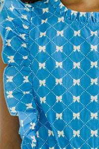 Girls: The Alana Navy Bow Print Jumpsuit