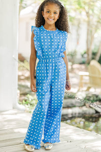 Girls: The Alana Navy Bow Print Jumpsuit