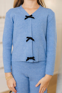 Girls: Sweet Little Thing Blue Bow Cardigan
