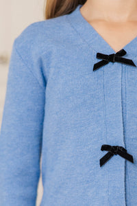 Girls: Sweet Little Thing Blue Bow Cardigan