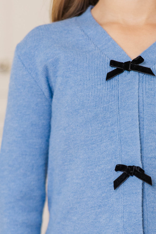Girls: Sweet Little Thing Blue Bow Cardigan