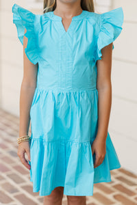 Girls: At This Time Aqua Blue Dress