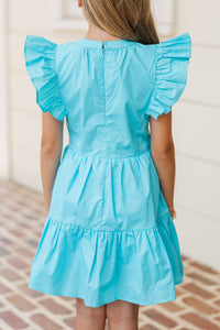 Girls: At This Time Aqua Blue Dress