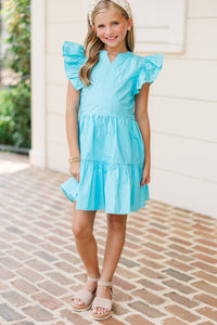 Girls: At This Time Aqua Blue Dress