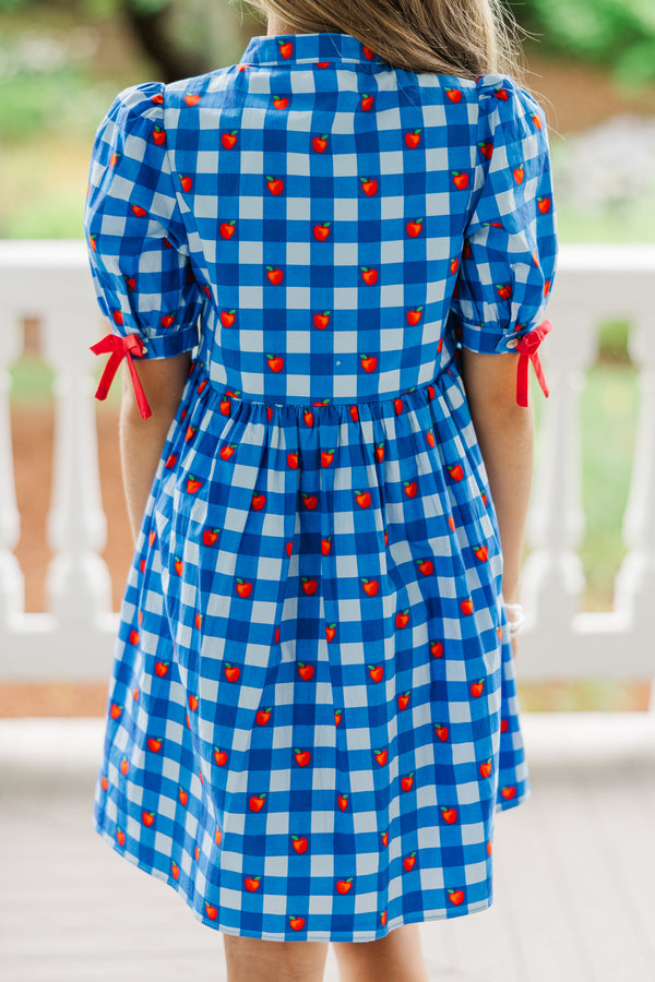 Girls: The Audrey Blue Apple Gingham Dress Shop the Mint Girls: The Audrey Blue Apple Gingham Dress Shop the Mint