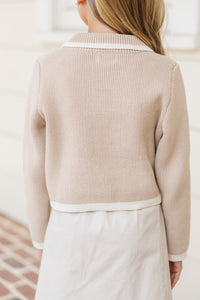 Girls: The Natalie Khaki Button Down Cardigan