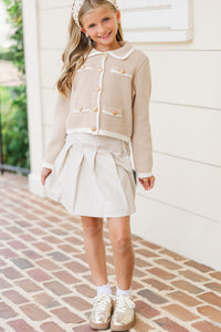 Girls: The Natalie Khaki Button Down Cardigan