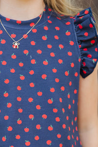Girls: Through The Days Navy Apple Pima Cotton Top