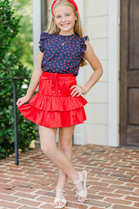 Girls: Through The Days Navy Apple Pima Cotton Top