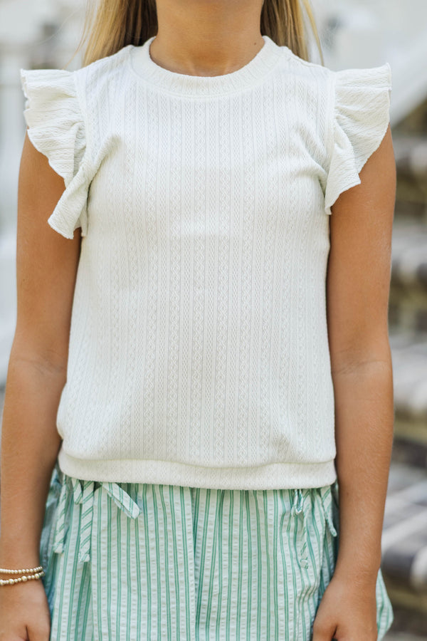 Girls: Certain Joy Cream Cable Knit Top